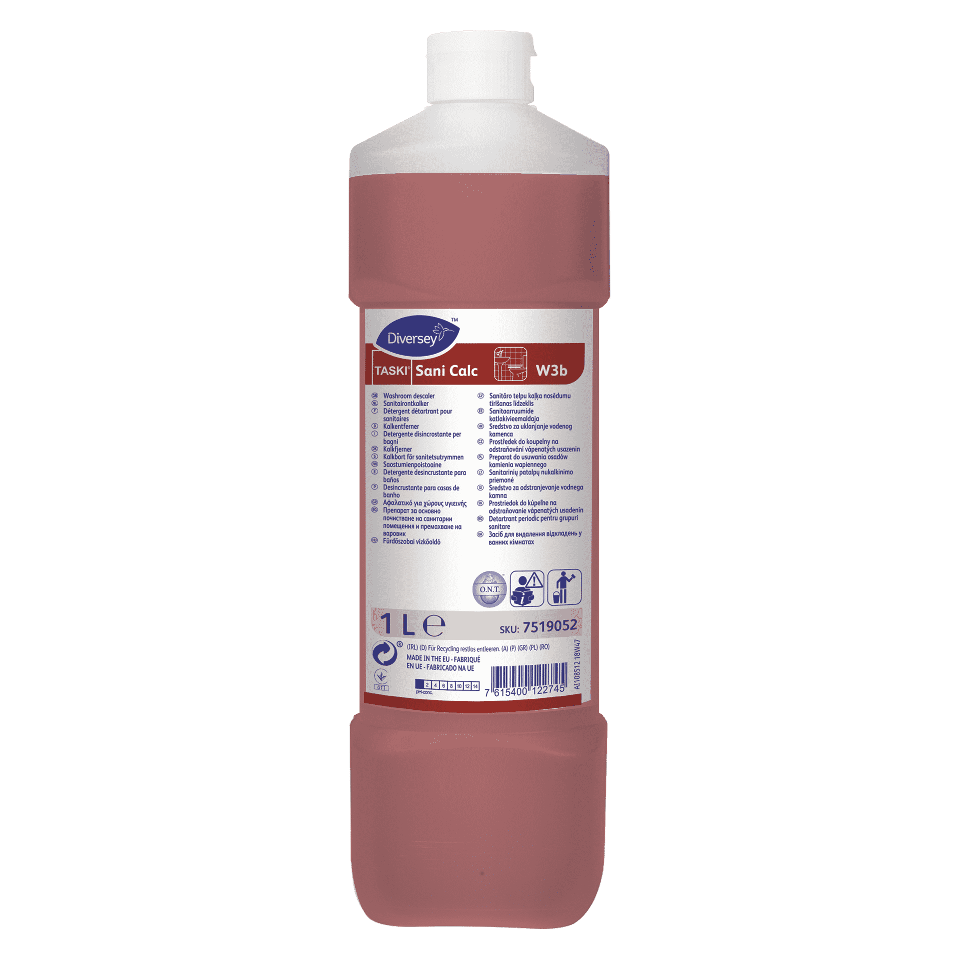 Diversey Taski Sani Calc,1L для усунення відкладень вапняного каменю з твердих кислотостійких поверхонь.